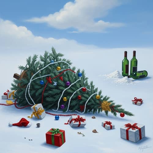 Avant-Garde Christmas Scene Art Painting | Chaos & Addiction