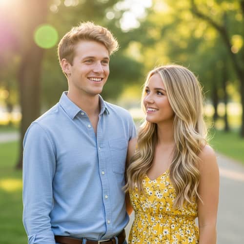 Blonde-Haired Couple: Romantic Photo of a Young Man and Woman