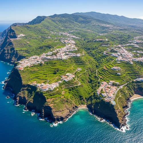 Aerial Photograph of Gran Canaria | Vibrant Green Vegetation & Turquoise Waters Aerial Photograph of Gran Canaria | Vibrant Green Vegetation & Turquoise Waters