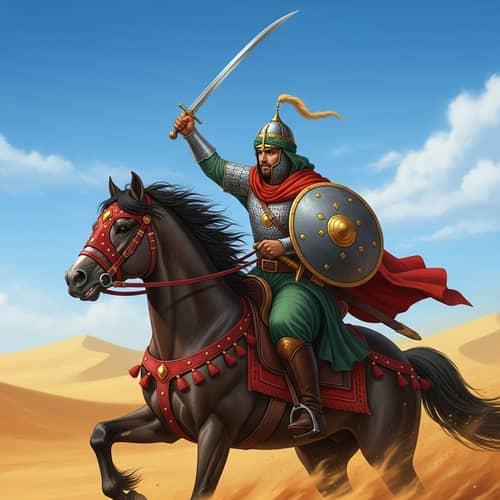 Middle-Eastern Knight Riding Majestic Horse