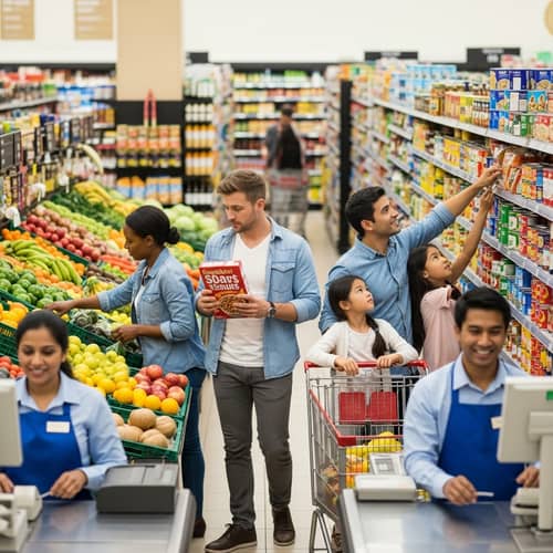 Supermarket: Fresh Produce & Aisle Selection