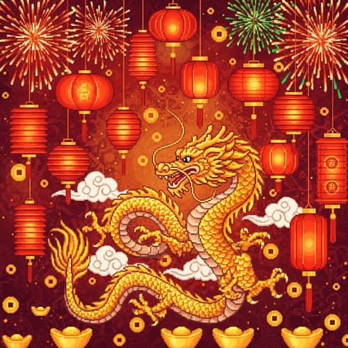 Year of the Dragon Celebration | Pixel Art Illustration