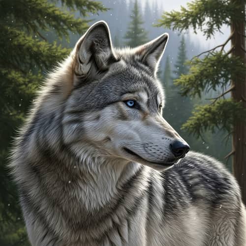 Detailed Image of a Wolf in Natural Surroundings