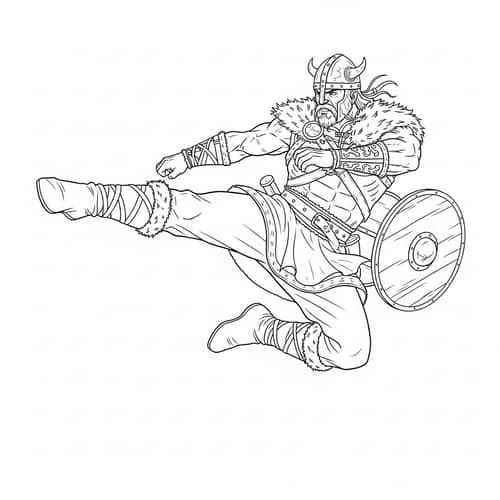 Dynamic Viking Sidekick Drawing - Traditional Outfit