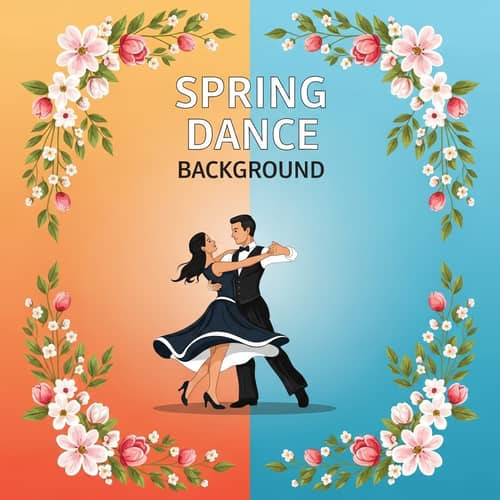 Spring Dance Flyer Background with Dancing Couple