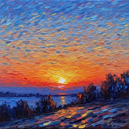 Impressionistic Sunset Art: Vibrant Colors & Brush Strokes