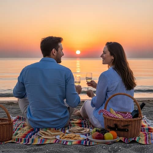Romantic Sunset Beach Picnic with Spanish Couple | Mediterranean Vibes