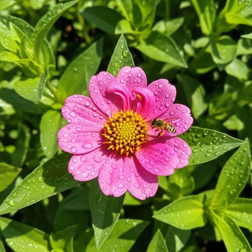 Vibrant Pink Flower Blooming in Lush Green Garden