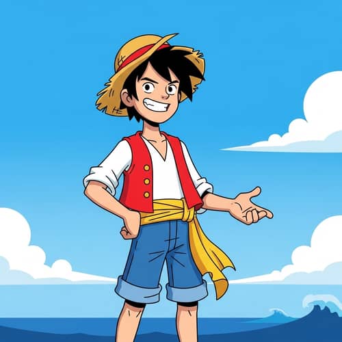 Young Seafaring Boy in Red Vest with Straw Hat