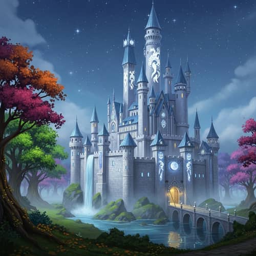 Enchanted Castle Fantasy Realm | Mystical Moonstone Walls & Enchanted Forest
