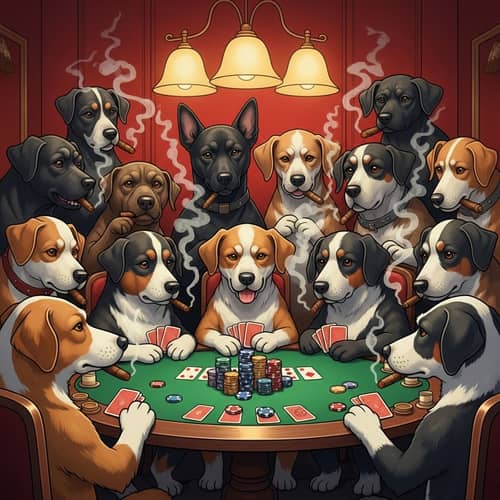 Diverse Dogs Poker Night: Engaging Game of Cards