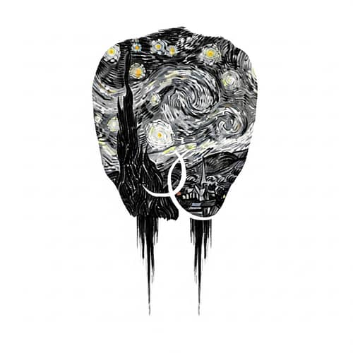 Tranquil Starlit Night Tattoo Design for Couples