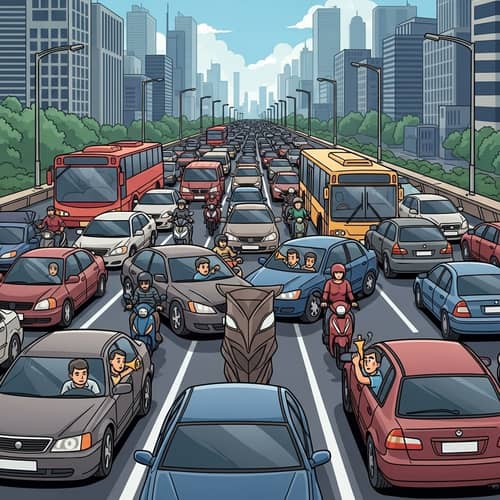 City Traffic Jam - Scenes of Frustration and Anticipation