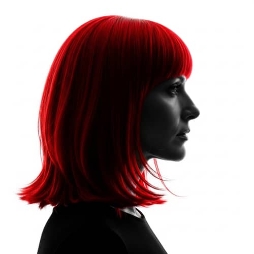 Silhouette Woman in Forties with Vibrant Red Hair