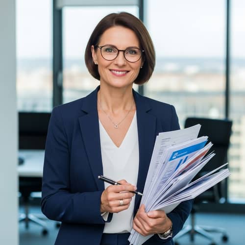 Professional Business Woman with Documents and Pen