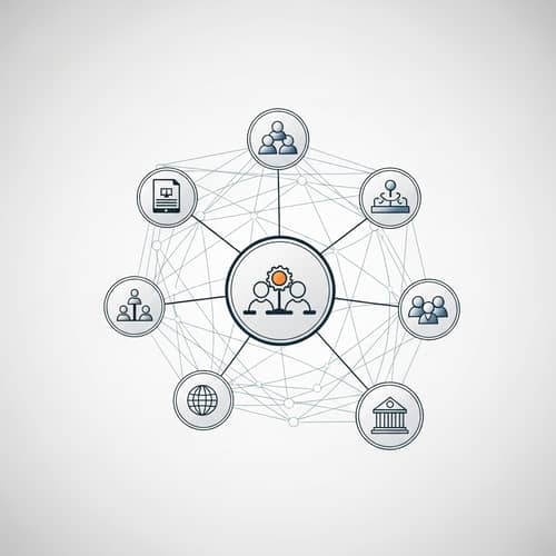 Technology Company Interconnected Web Icons