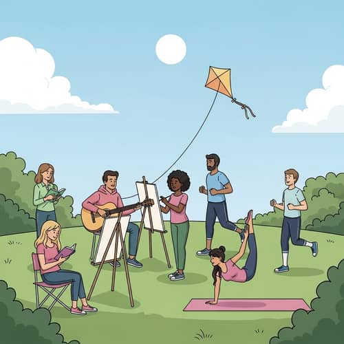 Diverse Group Enjoying Park Activities