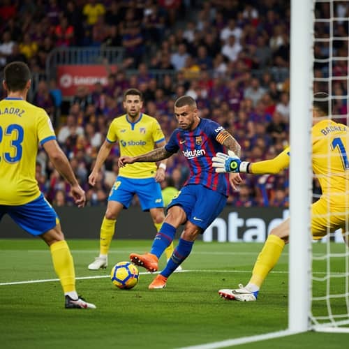 Professional Soccer Player Kicks Ball with Precision in Intense Match