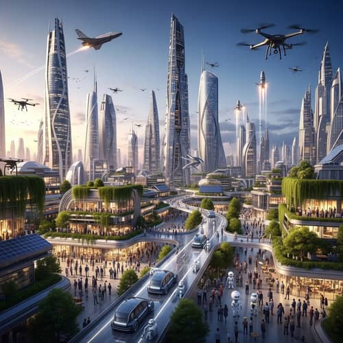 Future of Human Civilization: Vibrant Metropolis with Advanced Technology