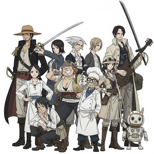 Straw Hat Crew - Unique Group of Adventurers in Silent Voice Art Style