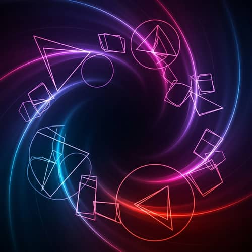 Abstract Migraine Aura Art: Swirling Lights & Geometric Shapes