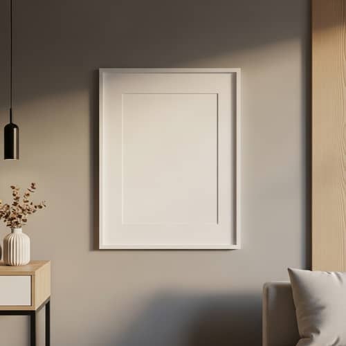 Modern White Frame in Minimalistic Room | Home Decor Inspiration