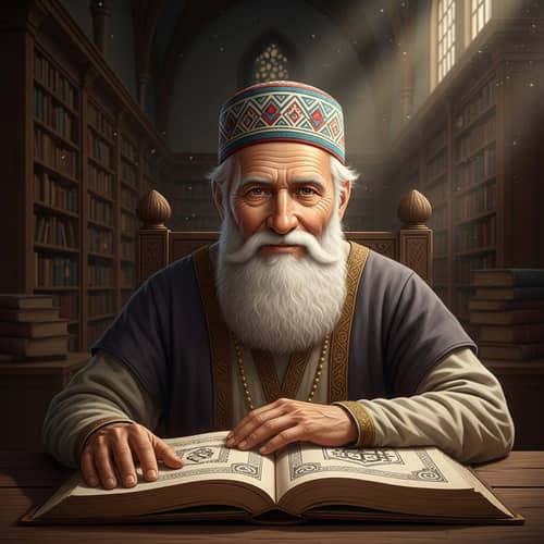 Elderly Cleric with Long White Beard | Traditional Headgear