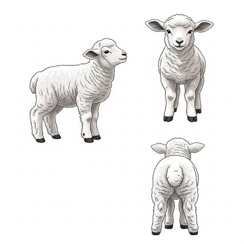 Fluffy Baby Sheep - Charming and Elegant Vector Art
