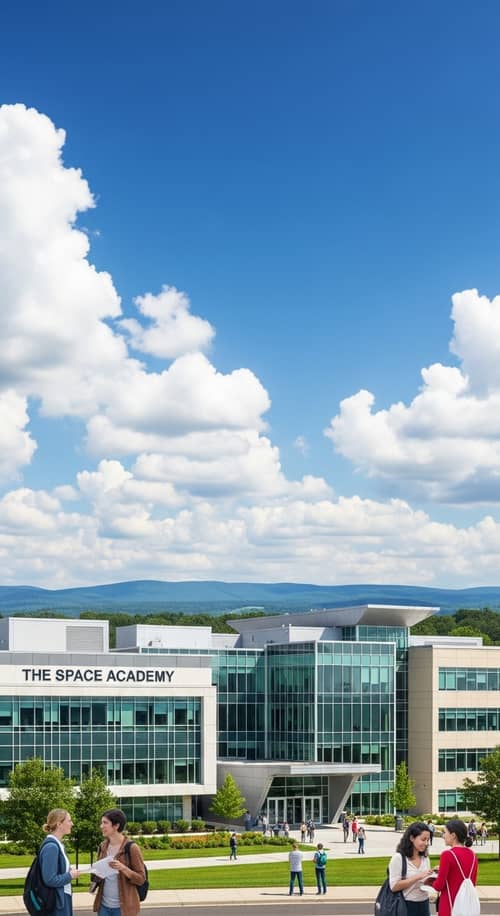 Blue Sky with Fluffy Clouds and Space Academy | Innovative Cosmos Study