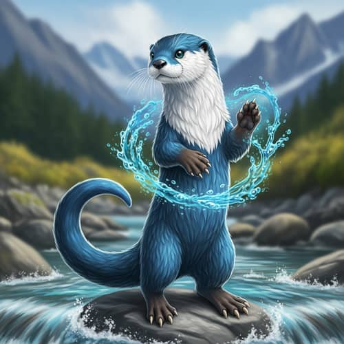 Water-Type Fantasy Chilean Otter Creature - Mystical Aquatic Energy
