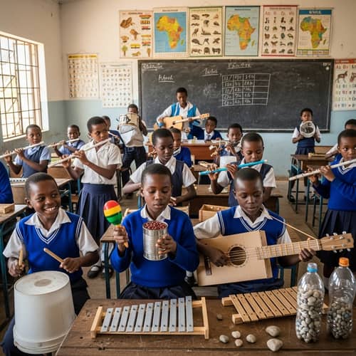 African School Kids Playing DIY Musical Instruments