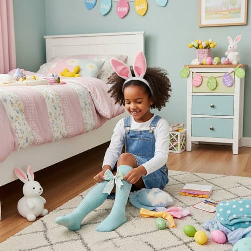 6-Year-Old African Schoolgirl's Easter Day Routine in Comfortable Bedroom