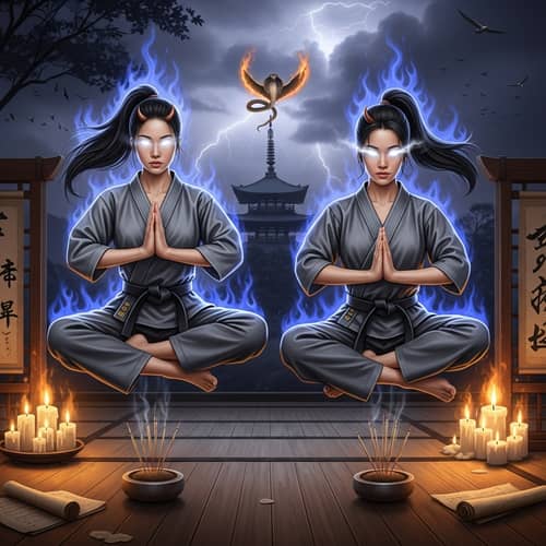 Levitating Korean-American Women in Martial Arts Poses | Final Showdown