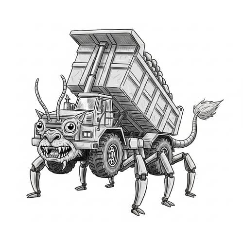 Fantastical Dump Truck Animal: Whimsical Creature Design
