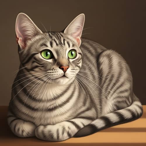 Detailed Image of a Soft Grey Cat with Bright Green Eyes