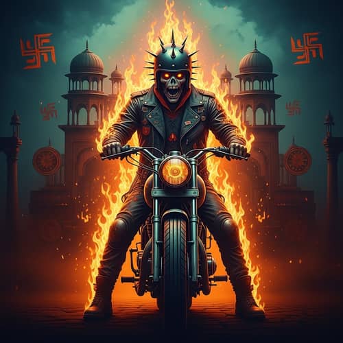 Ghost Rider: Supernatural Motorcycle Daredevil in Indian Setting