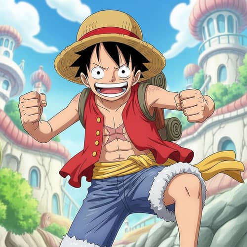 Monkey D Luffy Straw Hat Cartoon Character With Pirate Outfit AI Monkey D Luffy Straw Hat Cartoon Character With Pirate Outfit AI