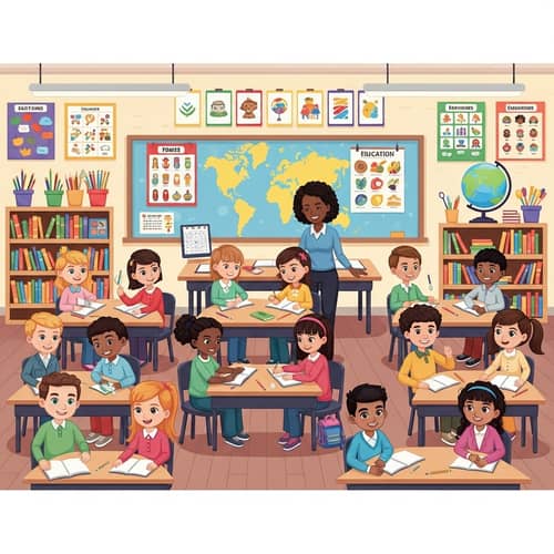 Inclusive and Equitable Education: Multicultural Classroom Scene