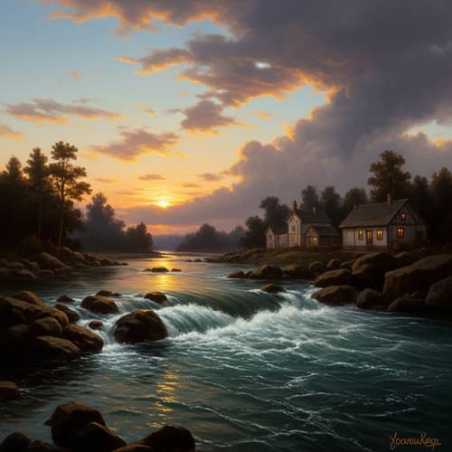 Unfolding Dawn Over Tumultuous River | Stunning Scene