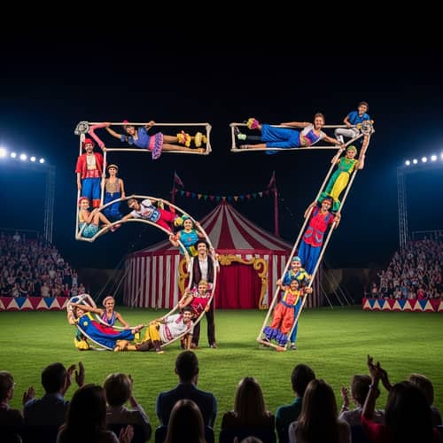 Colorful Circus Performers in Number 57 Formation | Exciting Carnival Show