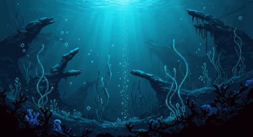 Pixel Art Deep Sea Scene - No Fish Design