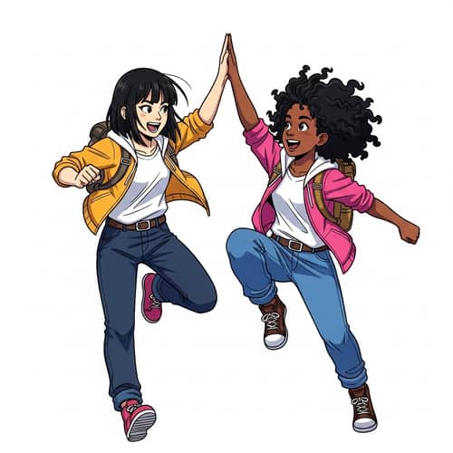 Colorful Anime Girls Illustration | Friendship & Adventure Theme