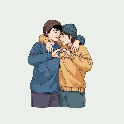 Heart Shape Embrace Illustrating Love and Unity