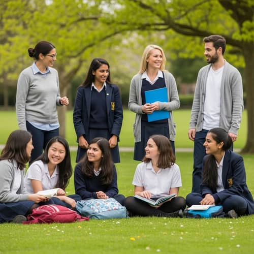 Diverse School Outing: Respectful Students Enjoy Nature Study Session