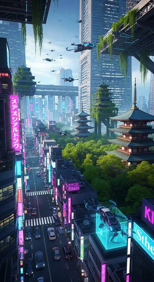 Classic Japan: A Futuristic Megapolis with Flying Cars