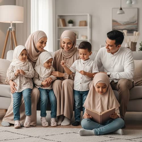 Muslim Family with 4 Children | Joyful Home Scene