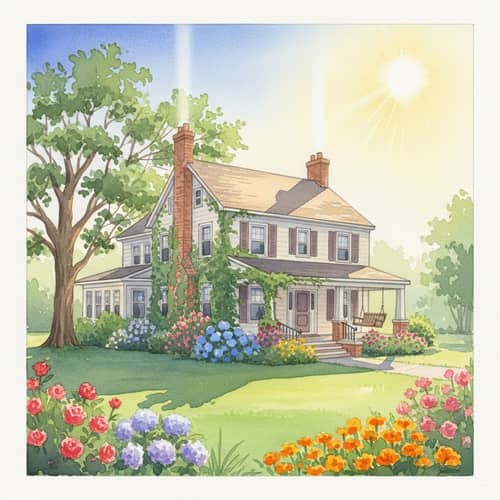 Watercolor Painting of a Charming Childhood Home