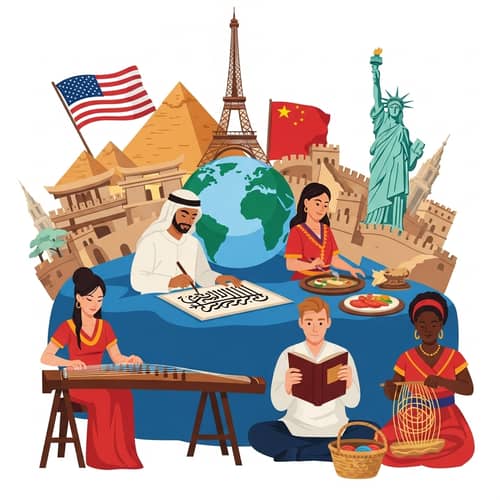 Global Culture Caricature: Diverse Cultural Representation