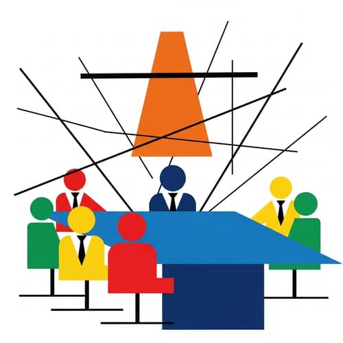 Company Management Scene - Geometric Modern Art Style