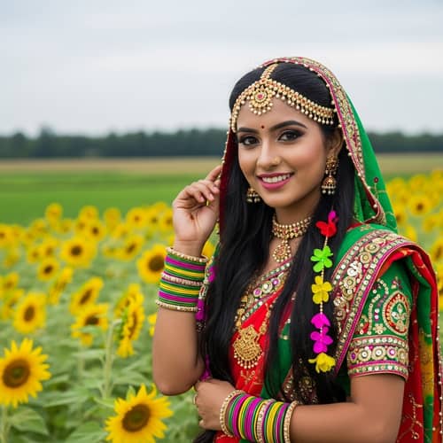 Beautiful Indian Girl with Traditional Attire | Colorful Saree & Accessories
